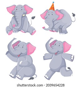 elephant cartoon character cute vector