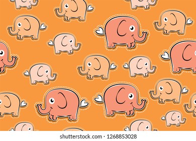 elephant cartoon character seamless background