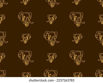 Elephant cartoon character seamless pattern on brown background