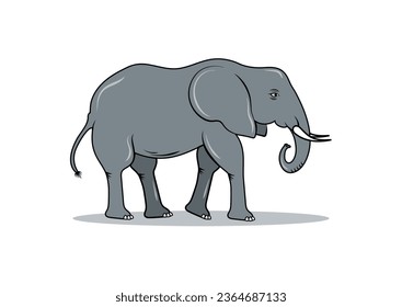 Elephant Cartoon Character Vector Flat Design