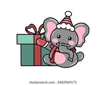 Elephant Cartoon for Christmas Day