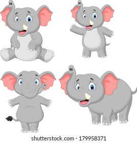 Elephant cartoon collection set