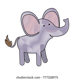 elephant cartoon in colored crayon silhouette with black contour