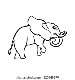 Elephant cartoon contour. Vector illustration