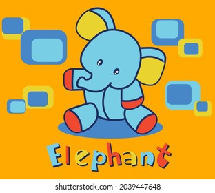 elephant cartoon cute illustration vector silkscreen baby animal