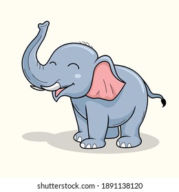 Elephant Cartoon Cute Illustrations Vector