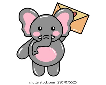 Elephant Cartoon Cute for Valentines Day