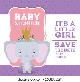 elephant cartoon design, Baby shower invitation party card and decoration theme Vector illustration