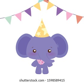 elephant cartoon design, Happy birthday card celebration decoration surprise party anniversay and invitation theme Vector illustration