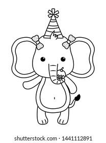 Elephant Cartoon Happy Birthday Icon Design Stock Vector (Royalty Free ...