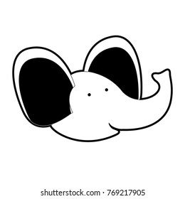 elephant cartoon head in black silhouette with thick contour
