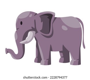 Elephant cartoon illustration of standing animal with tusk and trunk