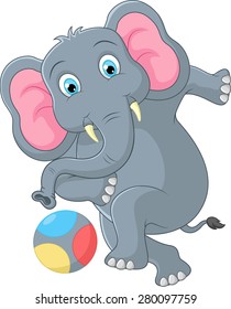 Elephant cartoon kicking a ball