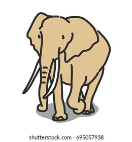 Elephant cartoon line drawing. Hand drawn vector illustration.
