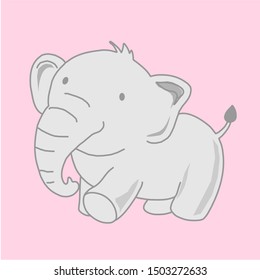 Elephant cartoon with pink background