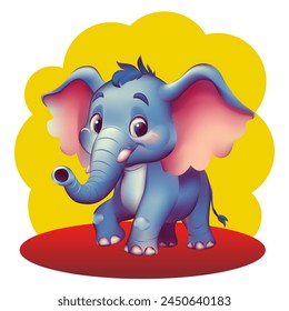 Elephant in cartoon style. Cheerful Elephant. A beautiful picture of Elephant for children. Vector illustration.