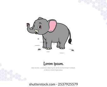 Elefante Cartoon arte vetorial para decoração de parede paisagem. ilustração vetorial imagem simples. coleção de ilustrações de desenhos animados animais. para decoração de sala, eventos, etc