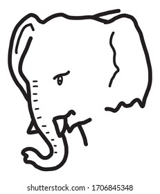 Elefant / Cartoon Vektorillustration und Illustration, schwarz-weiß, handgezeichnet, Skizze-Stil einzeln auf weißem Hintergrund.