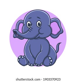 Elephant Cartoon Vector Illustration. Jungle World Safari Mascot Logo. Funny Elephant Animal Symbol Icon Character Element
