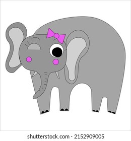 Elephant cartoon vector in isolated