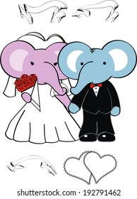 elephant cartoon wedding set in vector format very easy to edit