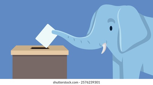 
Elephant Casting Republican Vote Vector Concept Illustration. Mascot symbol of a political party voting in election day
