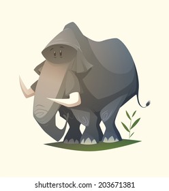 Elephant character. Cartoon vector illustration.