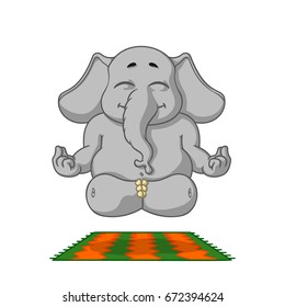 Elephant. Character. Does yoga. Big collection of isolated elephants. Vector, cartoon.