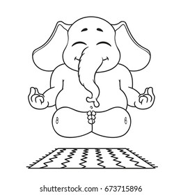 Elephant. Character does yoga. Big collection of isolated elephants. Vector, cartoon