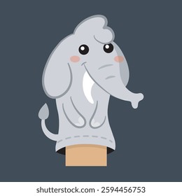 elephant character hand puppet in isolated flat design