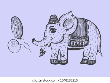 elephant character. Hand-drawn graphic vector illustration for children's book.