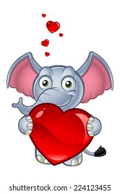 Elephant Character - Holding Love Heart