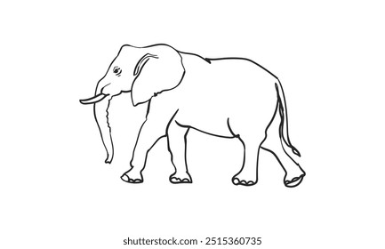 Elephant Character line art Ilustração vetorial.