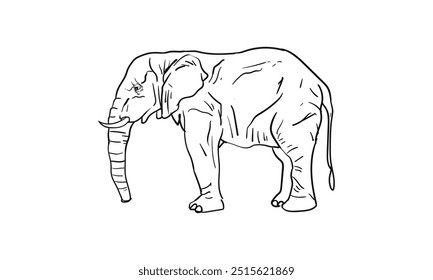 Elefant Character line art Vektorgrafik.