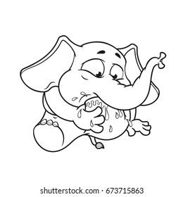 Elephant. Character. My foot in my mouth. Big collection of isolated elephants. Vector, cartoon