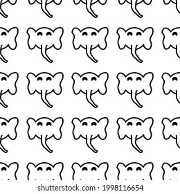Elephant character outline Vector Seamless pattern for decorating, baby clothes, wallpaper, wrapping paper, background, handkerchief, fabric pattern, bag pattern.