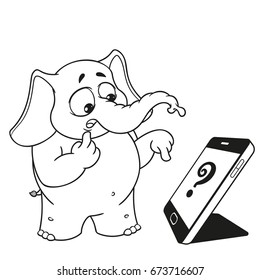 Elephant. Character. Someone called, surprised. Big collection of isolated elephants. Vector, cartoon.