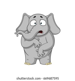 Elephant. Character. Surprised. He is surprised. Wow. Big collection of isolated elephants. Vector, cartoon