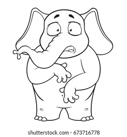 Elephant. Character. Surprised. He is surprised. Wow. Big collection of isolated elephants. Vector, cartoon