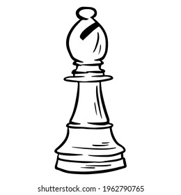 Elephant. Chess figure. The game. Chess tournament. Logic game. Cartoon style. Vector illustration for design and decoration.