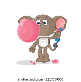 the elephant chewing gum vector. cartoon character