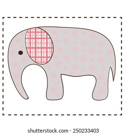 Elephant children drawing simple isolated on white
