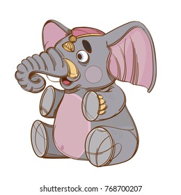 Elephant. Children's toy. Hand drawn vector illustration isolated on white background.