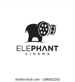 Elephant Cinema Logo Template .Movie Production Logo ,Animal Film Camera Logo Template . film strip cinema,Videography Images