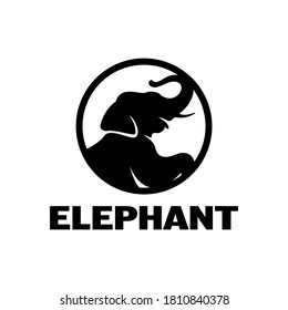 elephant in circle logo flat designs black