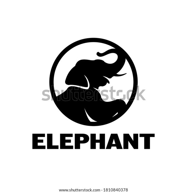 Elephant Circle Logo Flat Designs Black Stock Vector (Royalty Free
