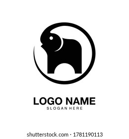 elephant circle logo flat modern design