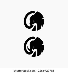elephant circle minimalist logo design