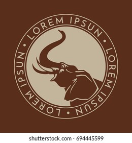 elephant in circle sign logo emblem on brown background