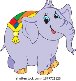 elephant circus artist, multicolor illustration, training, performance, illustartion for children, vector